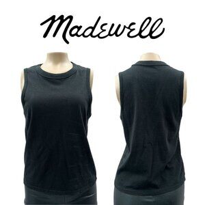Madewell Women's Sleeveless Muscle Tee Tank Top Cropped Crew Neck Black Small